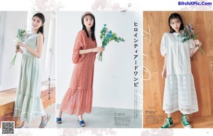 A magazine with a picture of a woman in a dress and hat.
