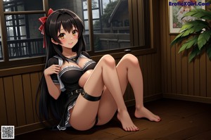 Anime girl with long brown hair and brown eyes.