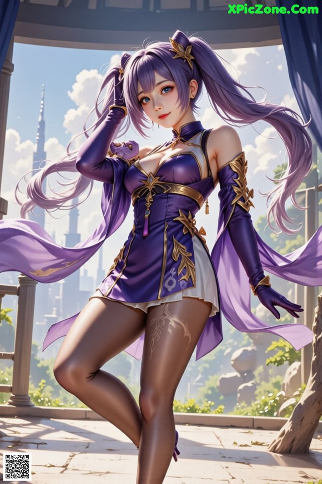 Hentai - Sovereign of Lightning in Exquisite Garb Set.2 20250126 Part 7 No.ea7df2 A woman in a purple outfit is posing for a picture.