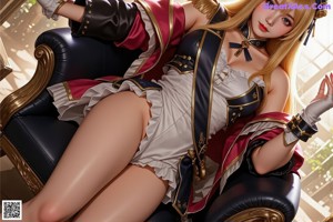 A woman in a maid outfit is posing for a picture.