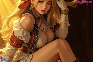 A woman in a maid outfit posing for a picture.