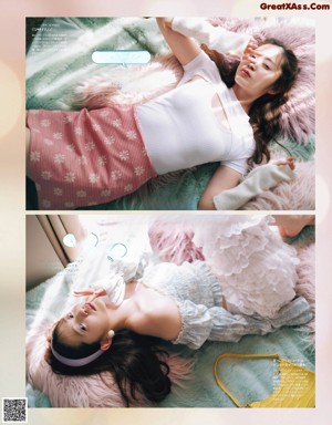 A magazine spread with a picture of two young women.