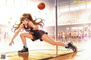 A woman in a basketball uniform dribbling a basketball on a court.
