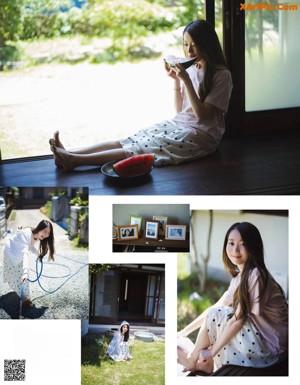 A woman in a white dress and a straw hat on the beach.
