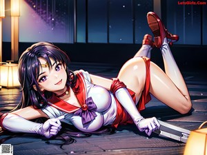 A girl in a sailor outfit is posing for a picture.
